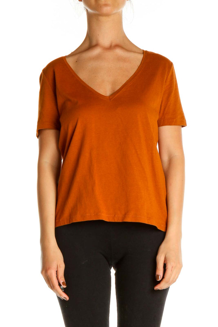 Orange Solid All Day Wear T-Shirt