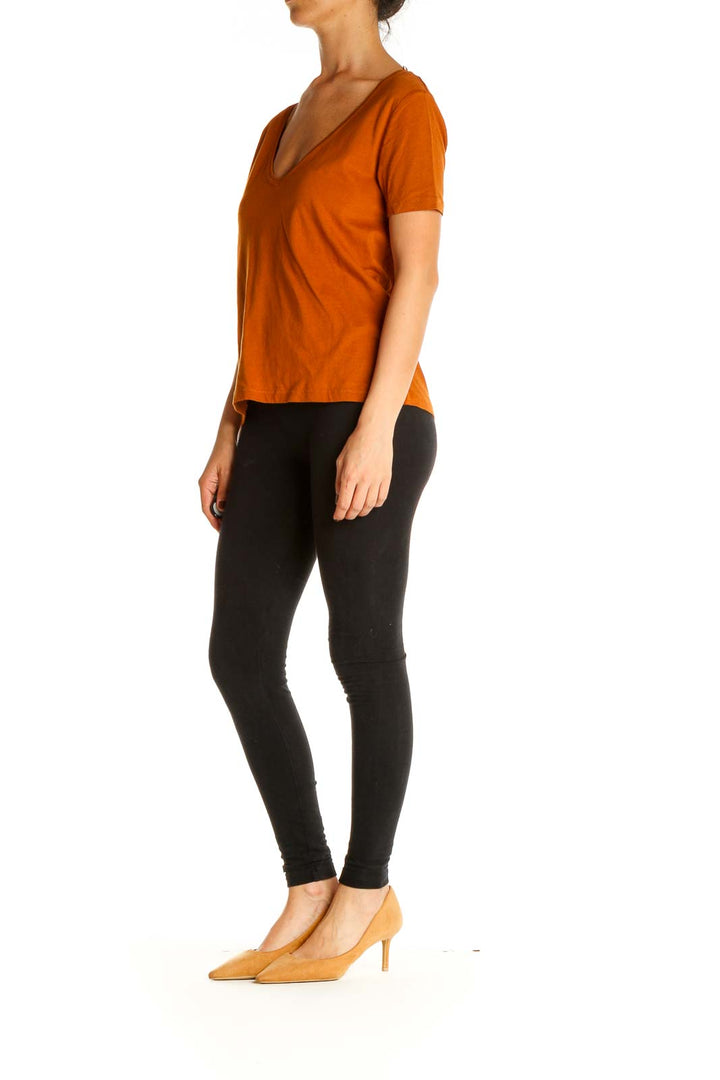 Orange Solid All Day Wear T-Shirt