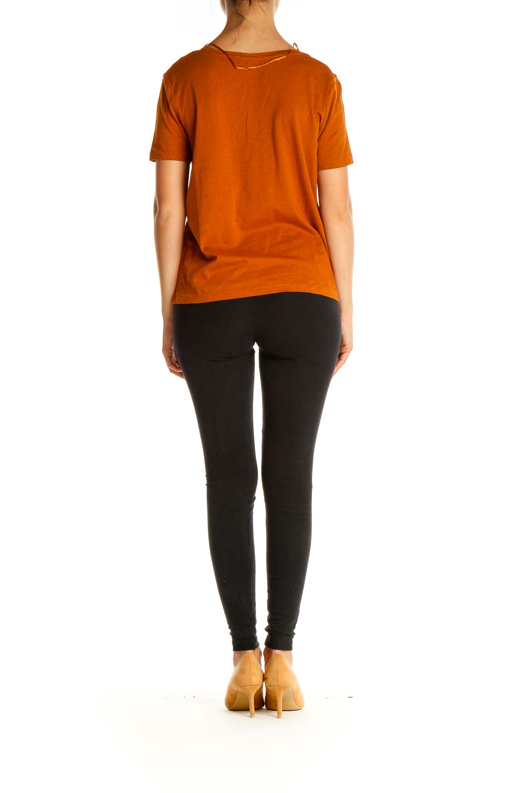 Orange Solid All Day Wear T-Shirt