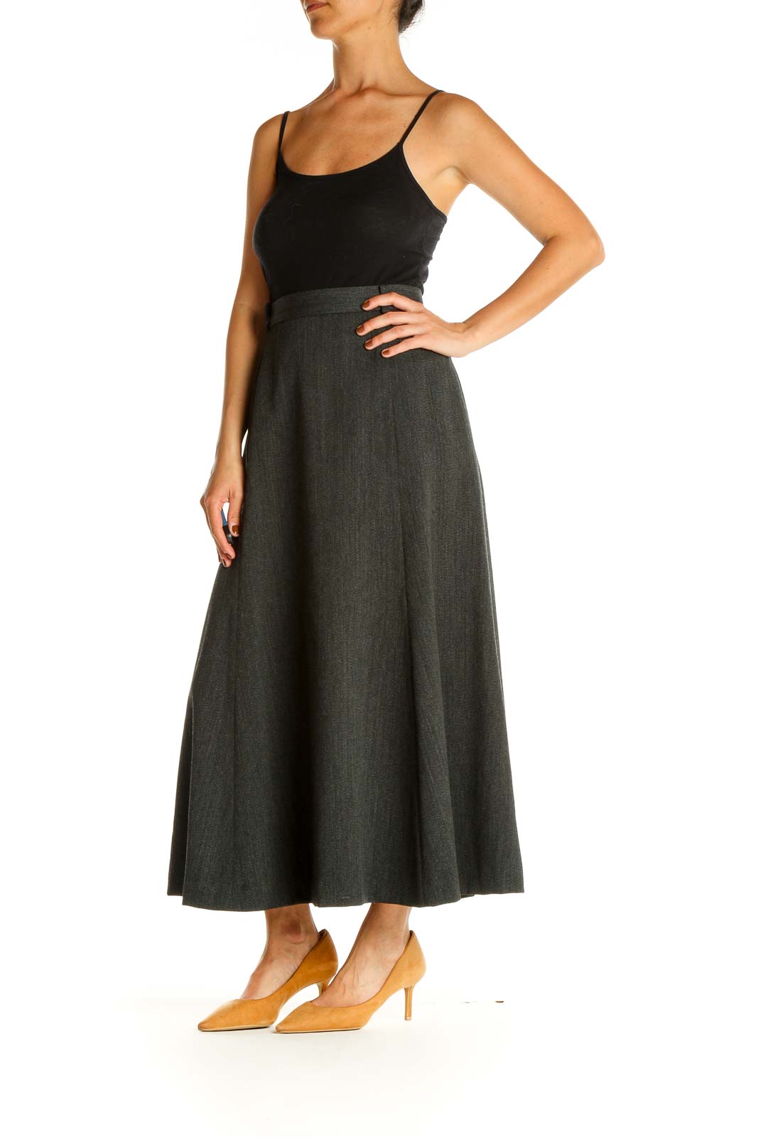 Gray Retro Flared Skirt