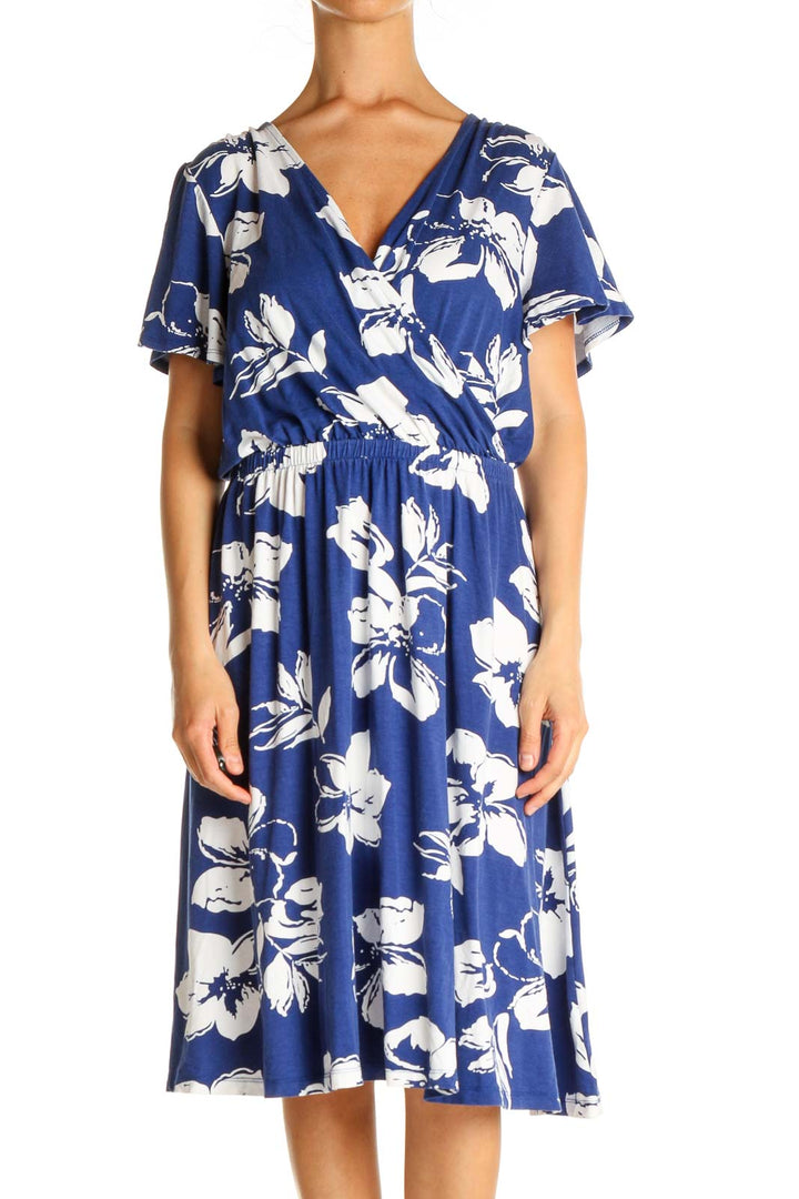 Blue Floral Print Day Fit & Flare Dress