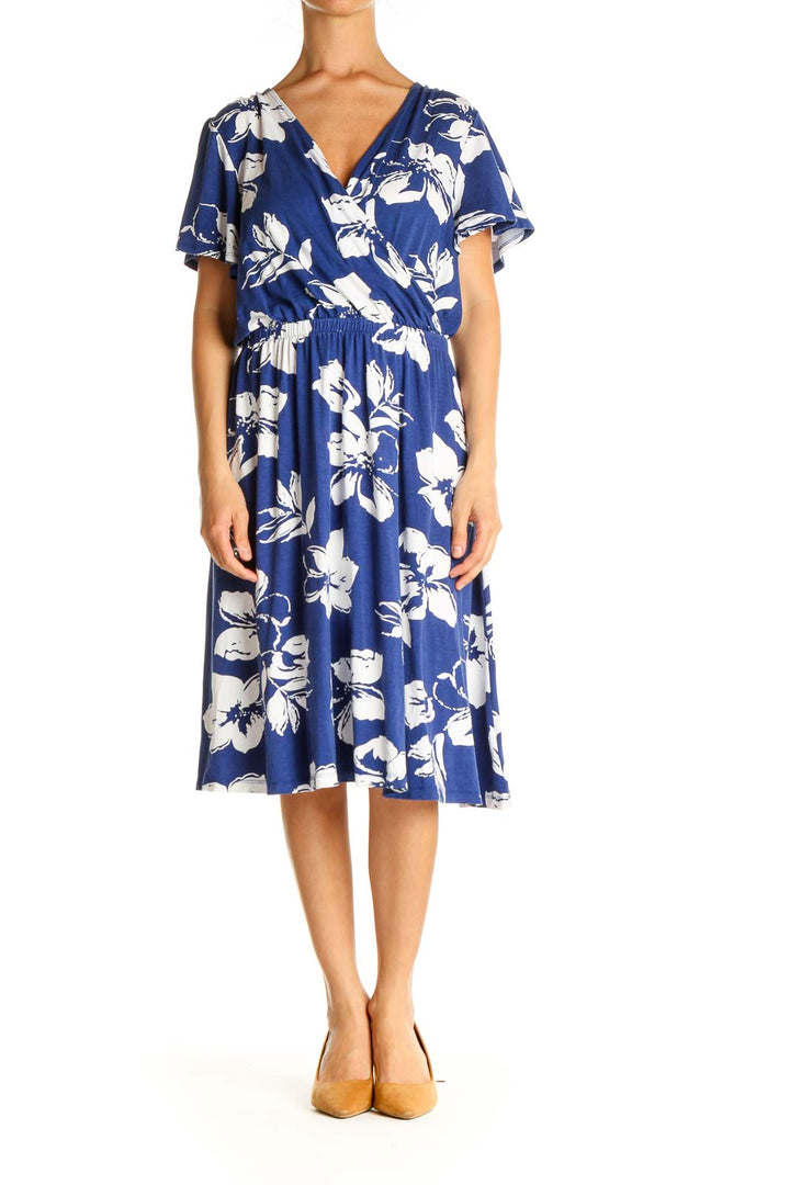 Blue Floral Print Day Fit & Flare Dress