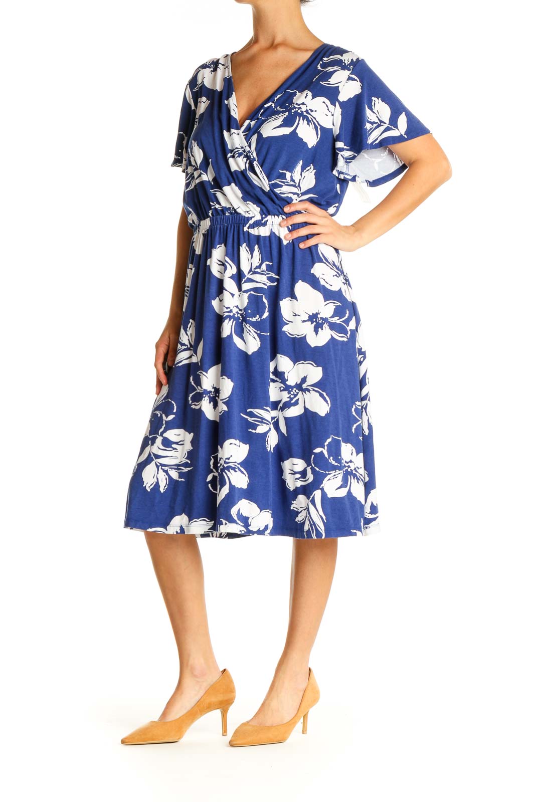 Blue Floral Print Day Fit & Flare Dress