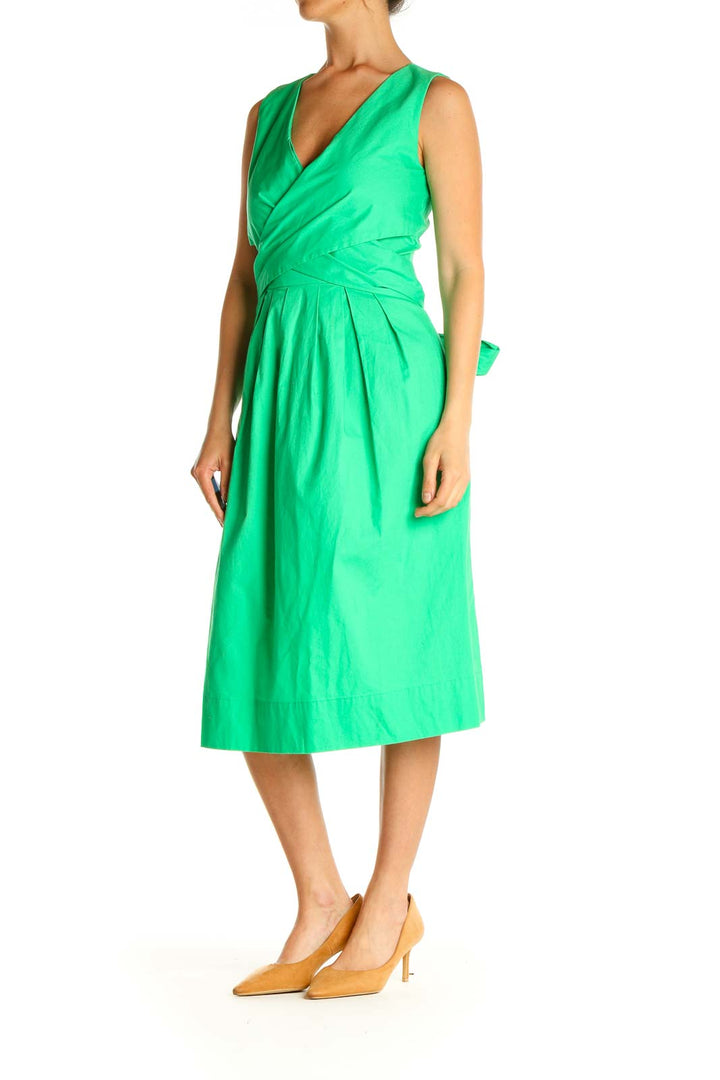 Green Solid Classic Fit & Flare Dress