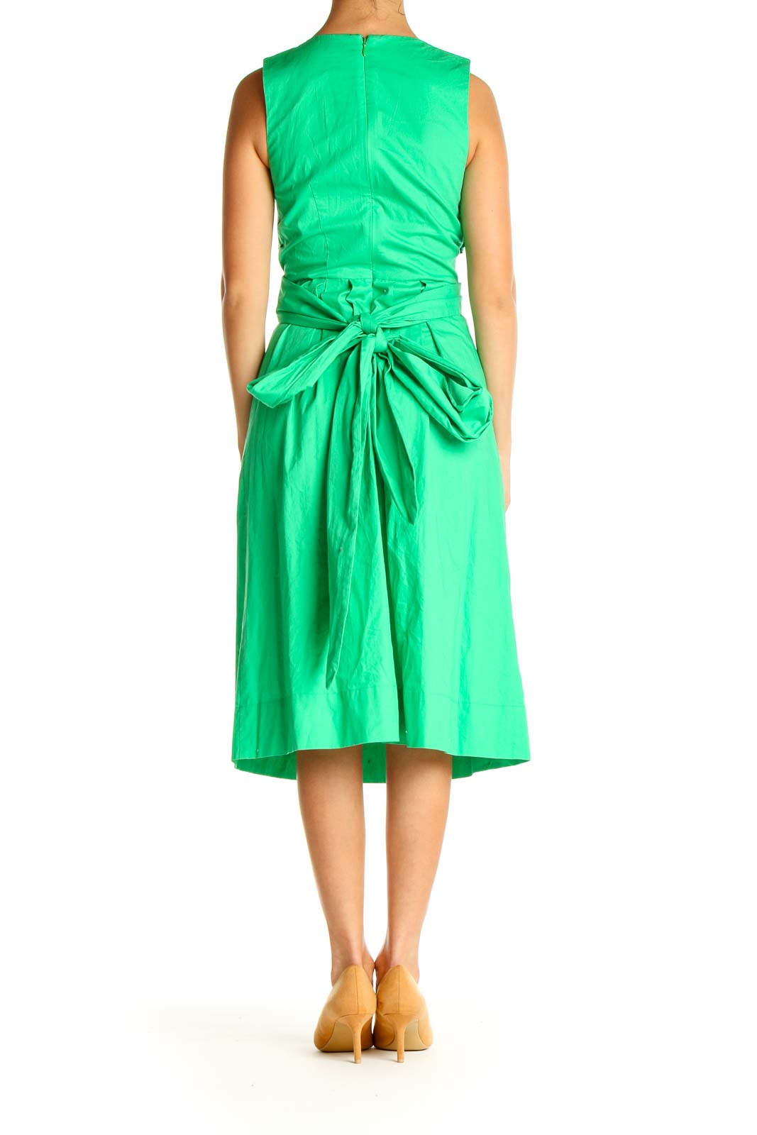 Green Solid Classic Fit & Flare Dress