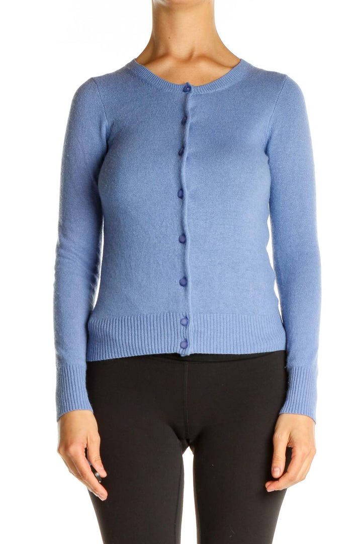 Blue Solid All Day Wear Sweater