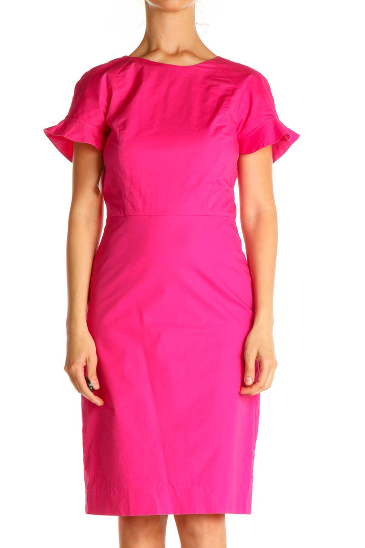 Pink Solid Day Sheath Dress