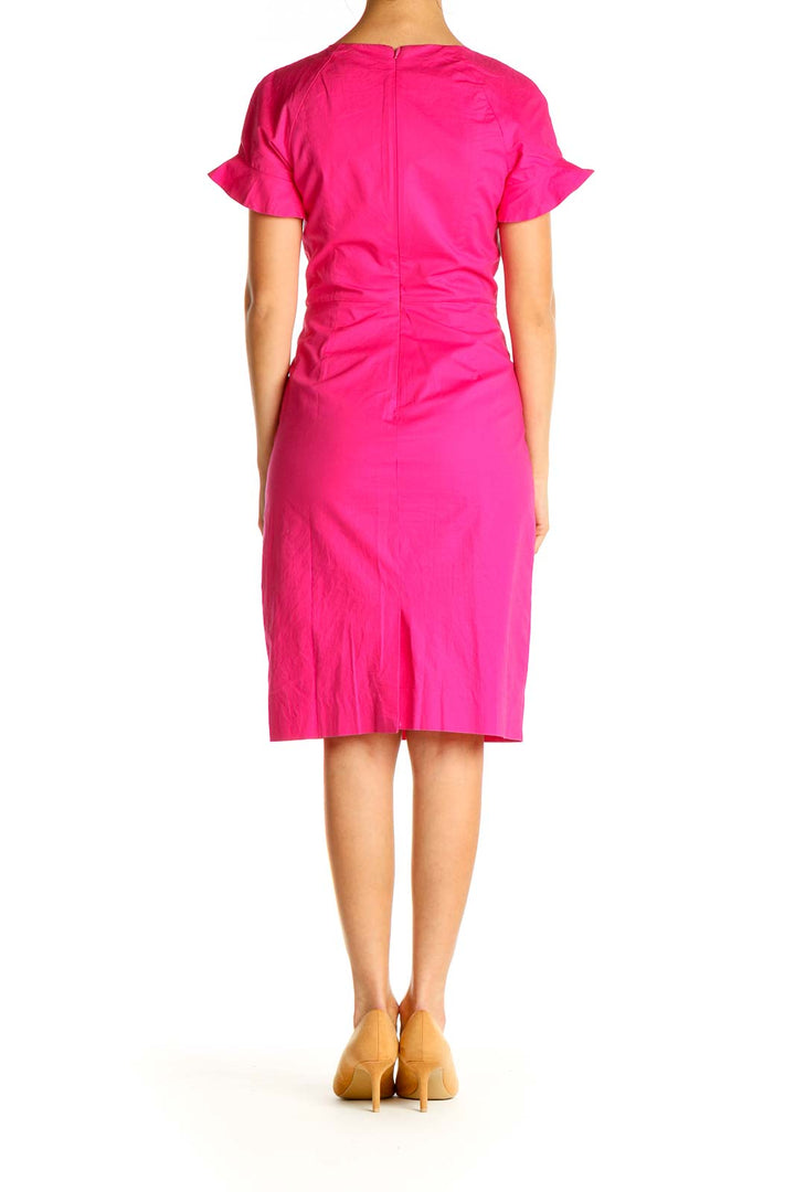 Pink Solid Day Sheath Dress