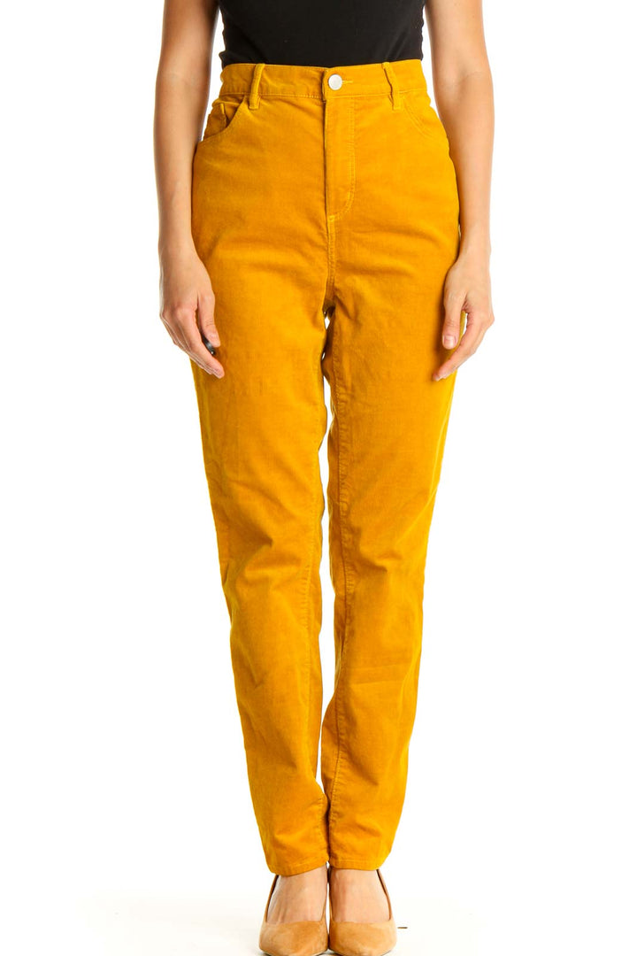 Yellow Solid Casual Trousers