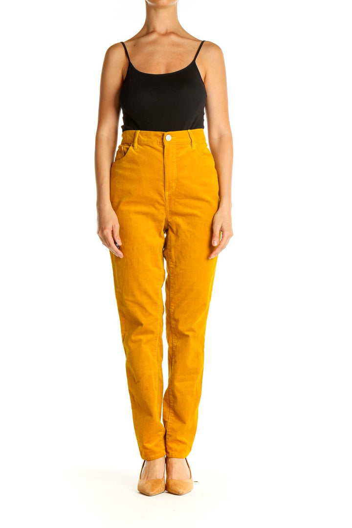 Yellow Solid Casual Trousers