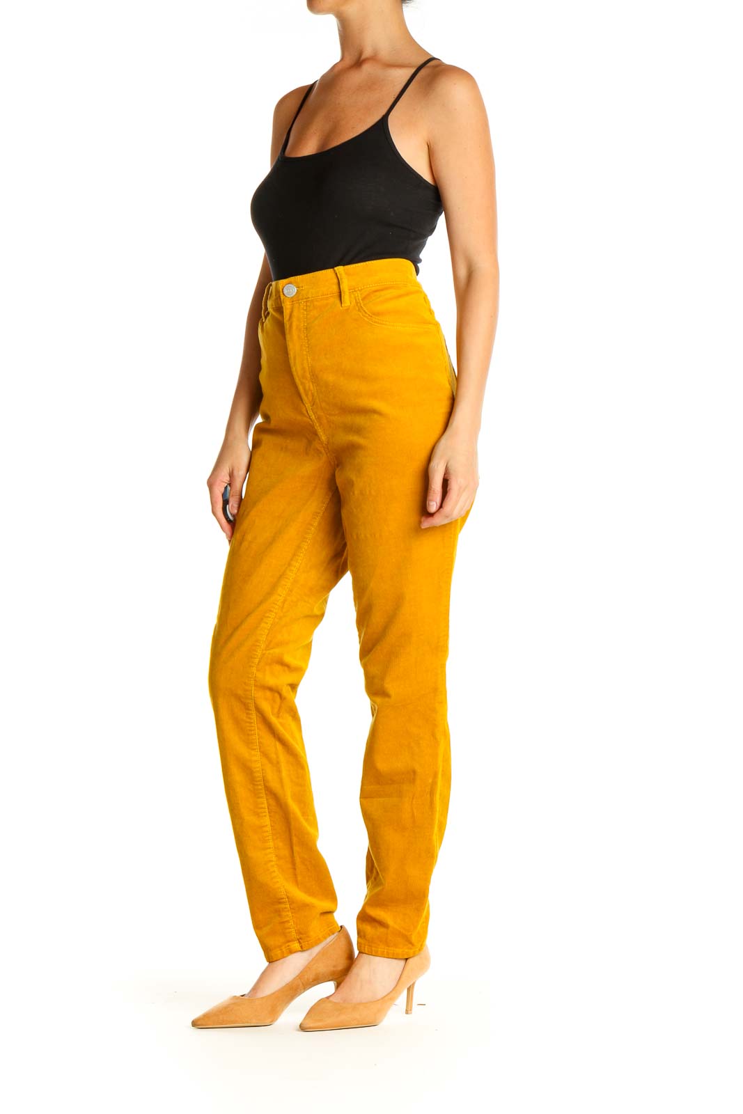 Yellow Solid Casual Trousers