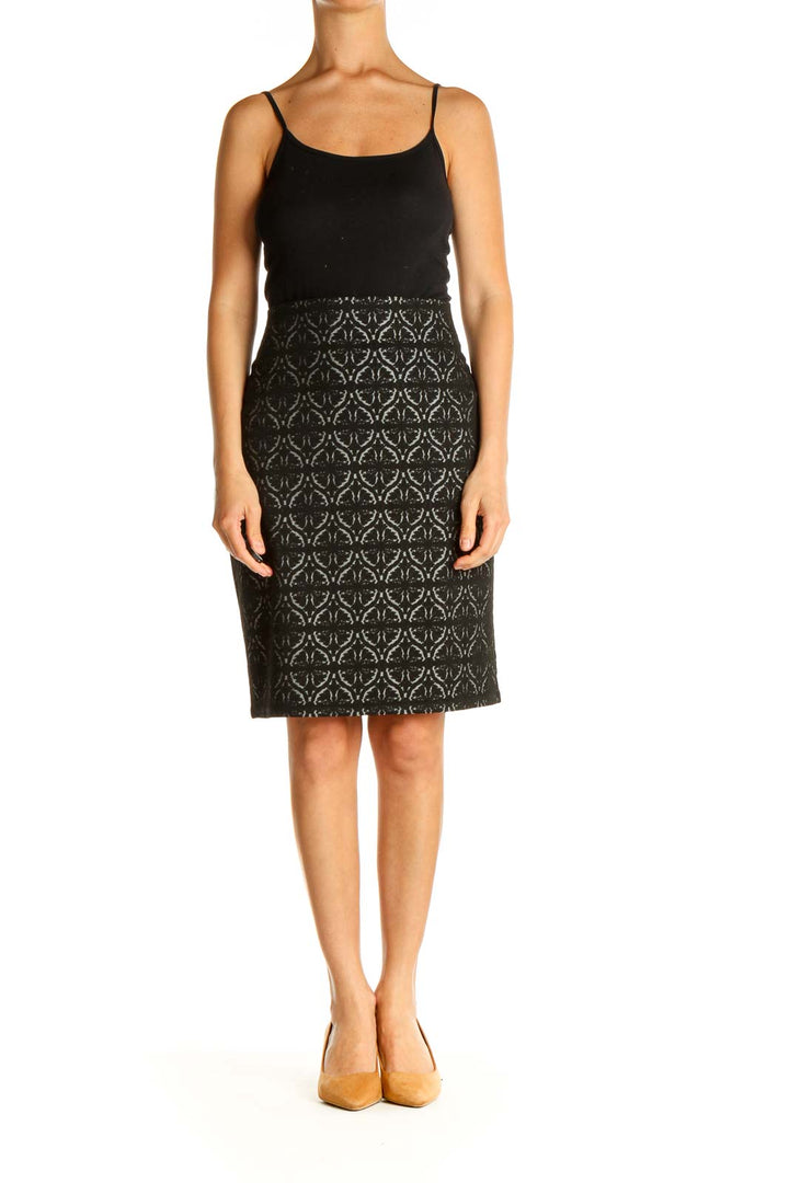 Black Printed Chic Pencil Skirt