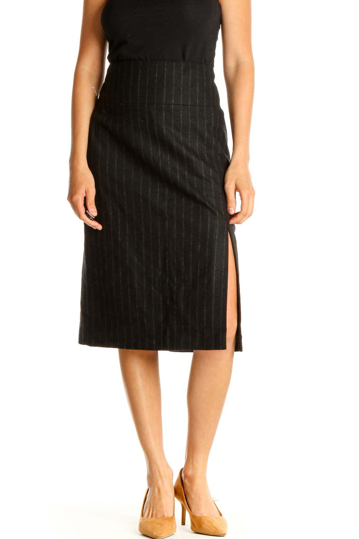 Black Striped Retro A-Line Skirt