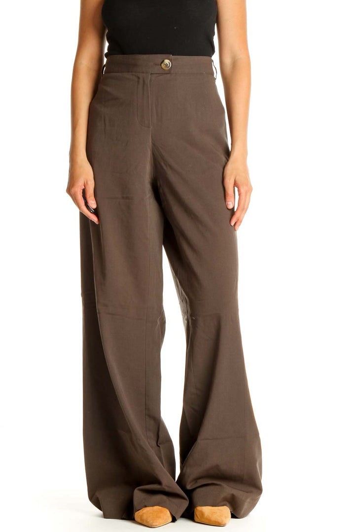 Brown Printed All Day Wear Trousers