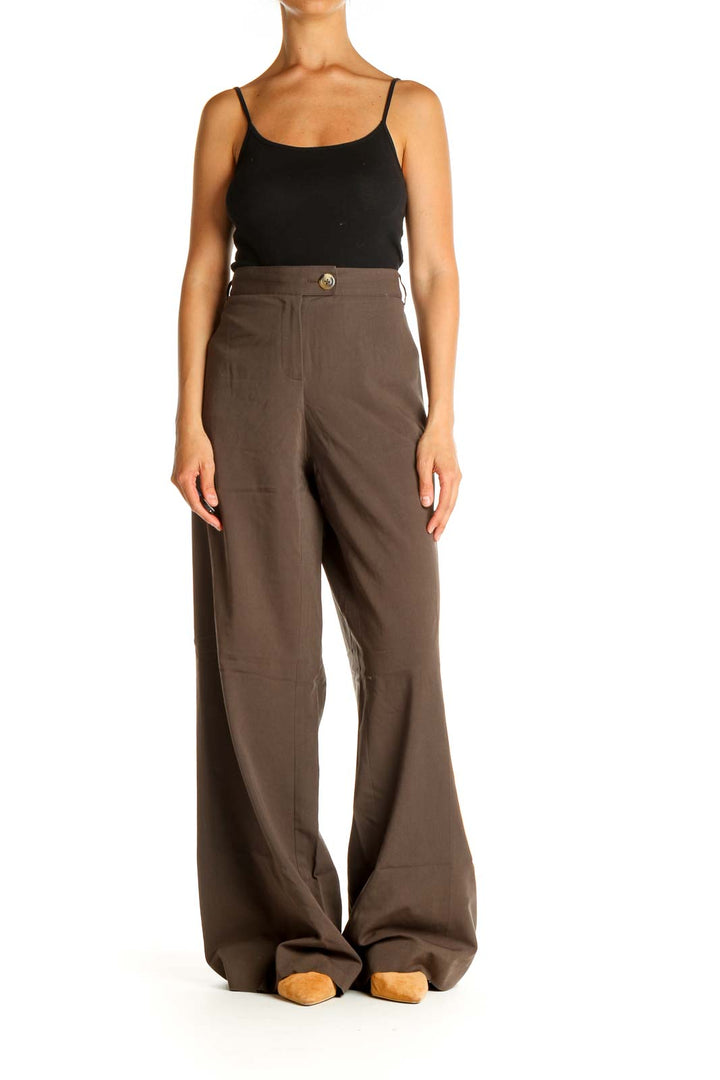 Brown Printed All Day Wear Trousers