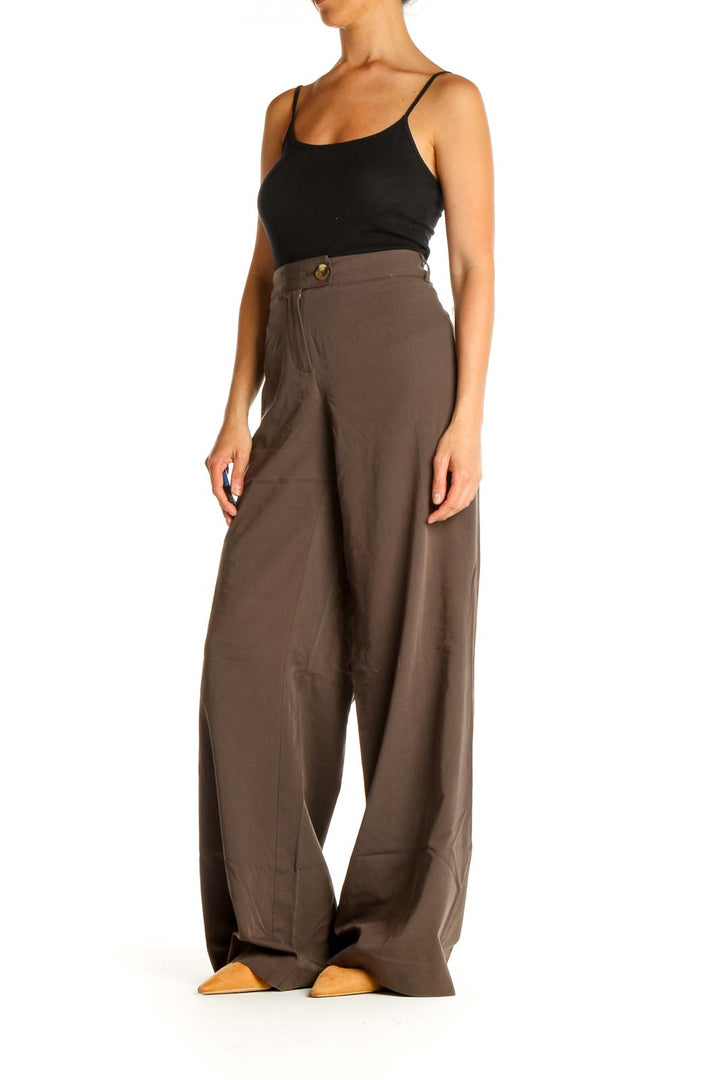 Brown Printed All Day Wear Trousers