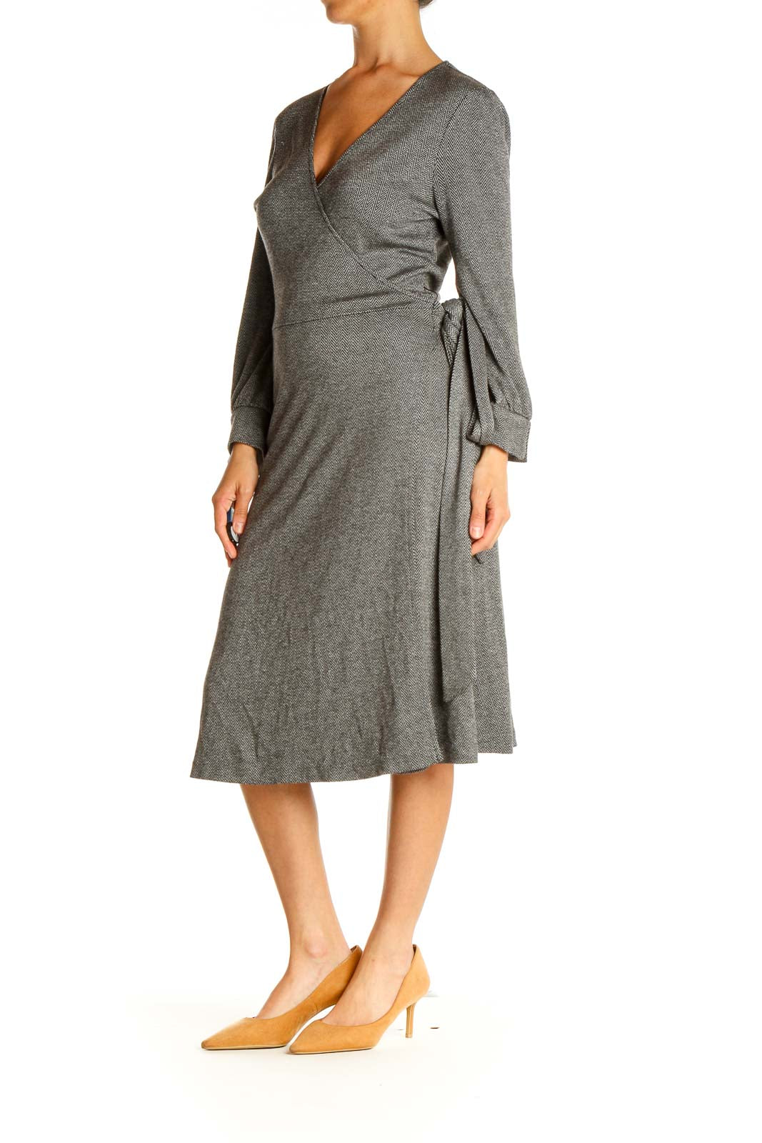 Gray Textured Day Sheath Dress