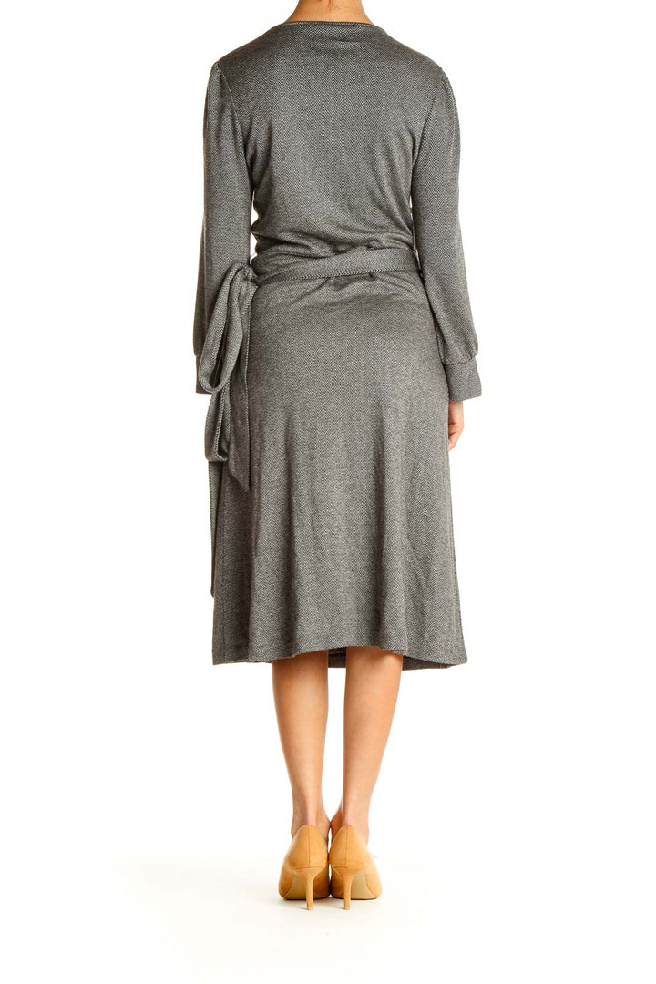 Gray Textured Day Sheath Dress