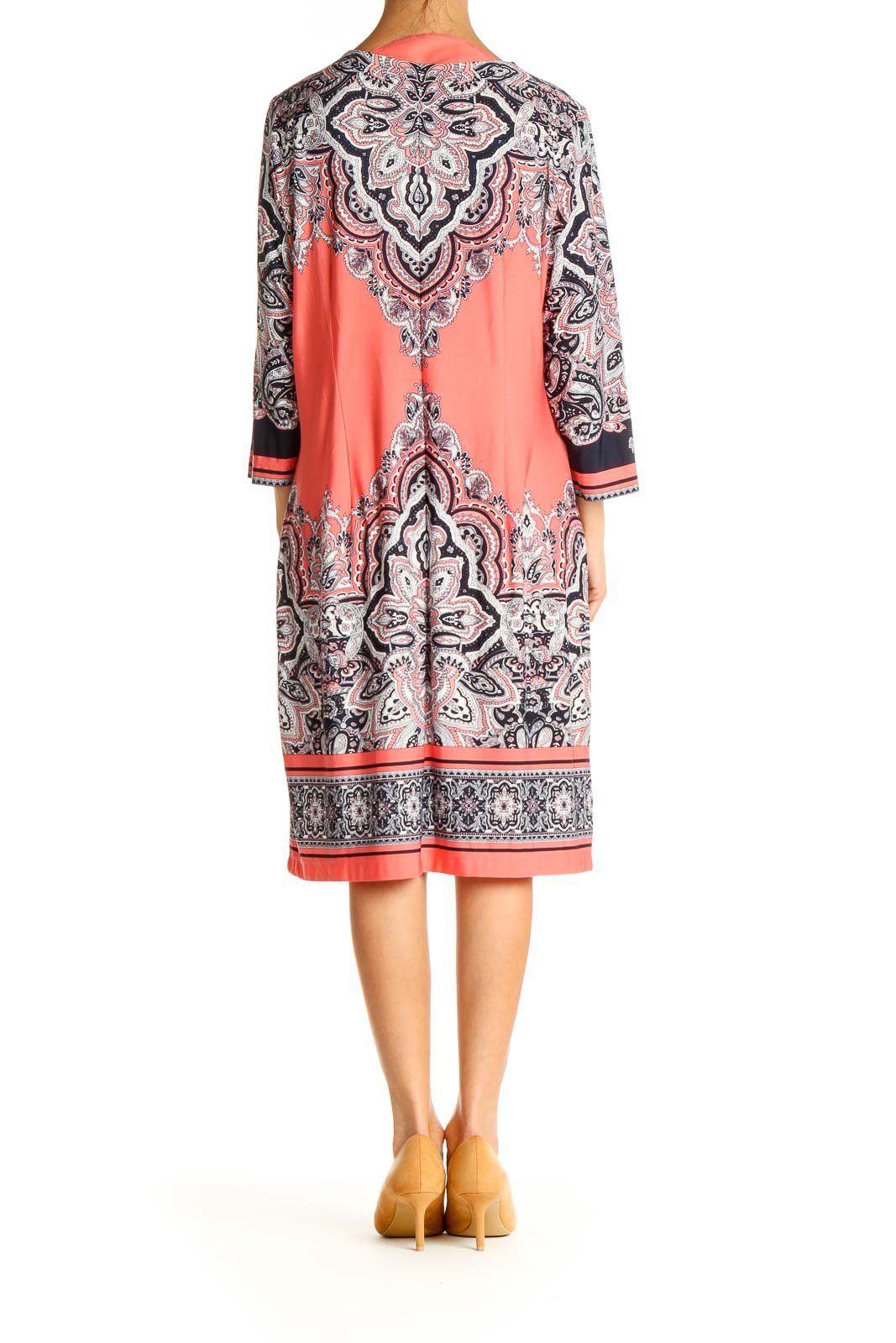 Pink Printed Holiday Shift Dress