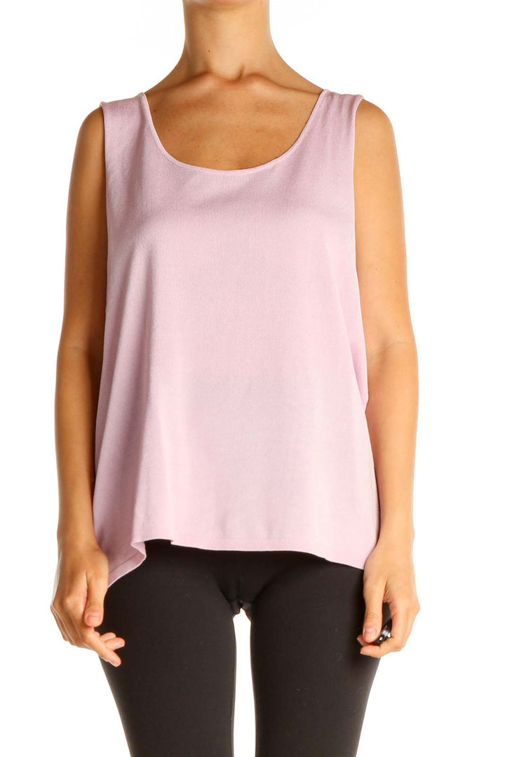 Pink Solid All Day Wear Tank Top