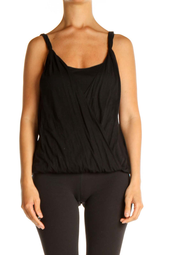 Black Solid Casual Top