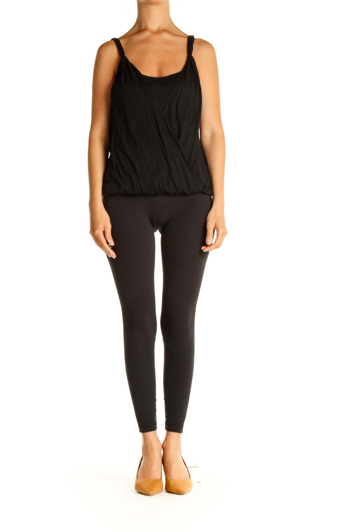 Black Solid Casual Top