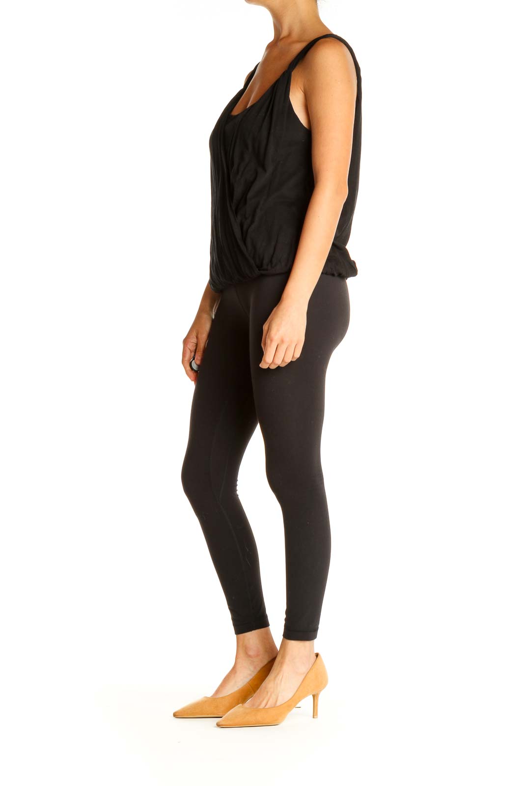 Black Solid Casual Top