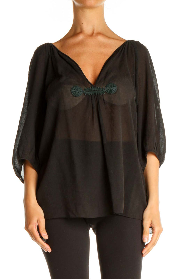 Black Solid All Day Wear Blouse