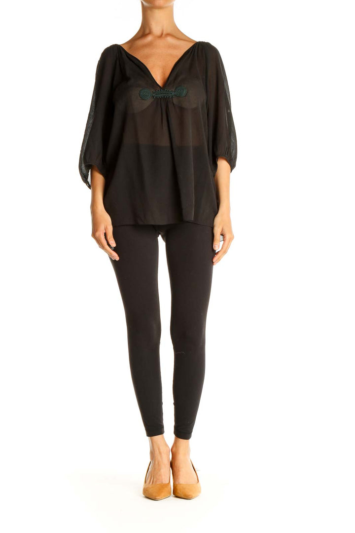 Black Solid All Day Wear Blouse