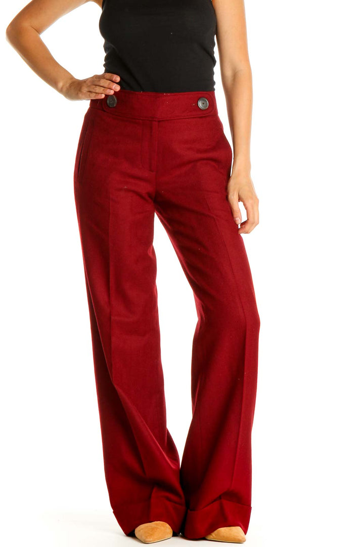 Red Solid All Day Wear Trousers