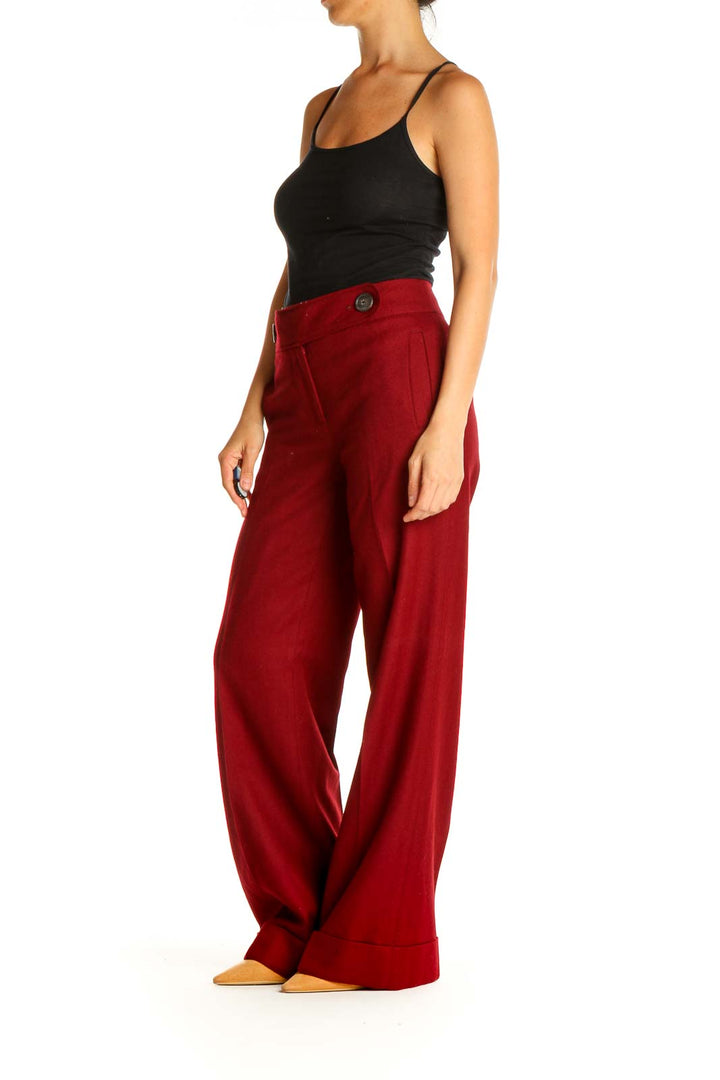 Red Solid All Day Wear Trousers