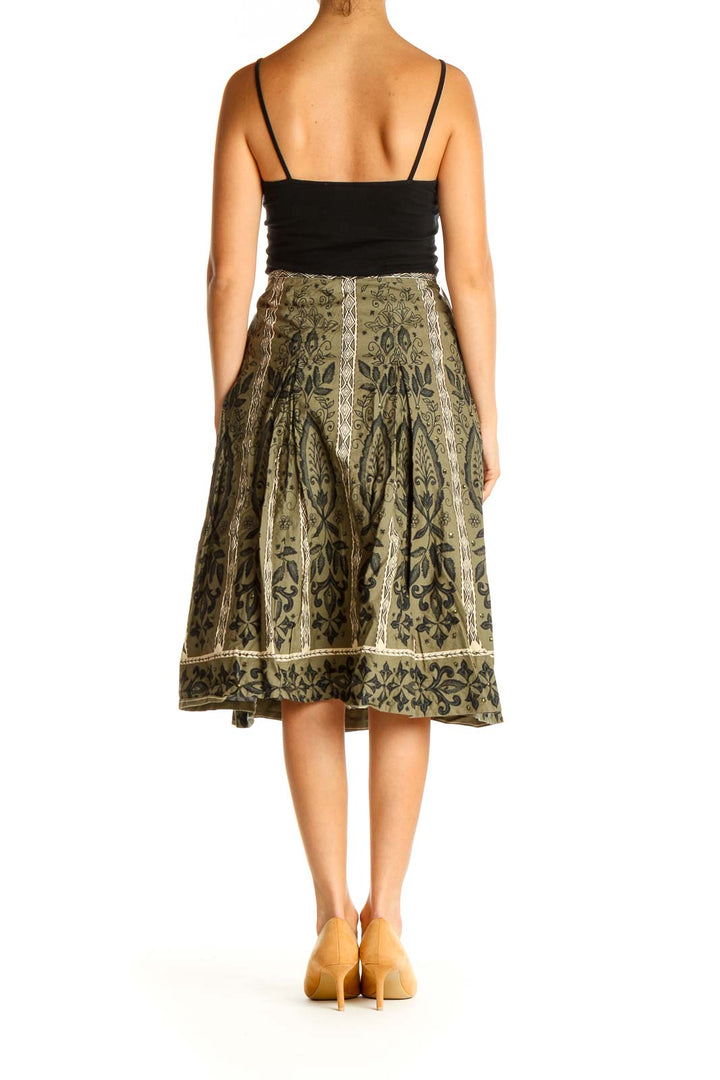 Green Paisley Sequin Retro Flared Skirt