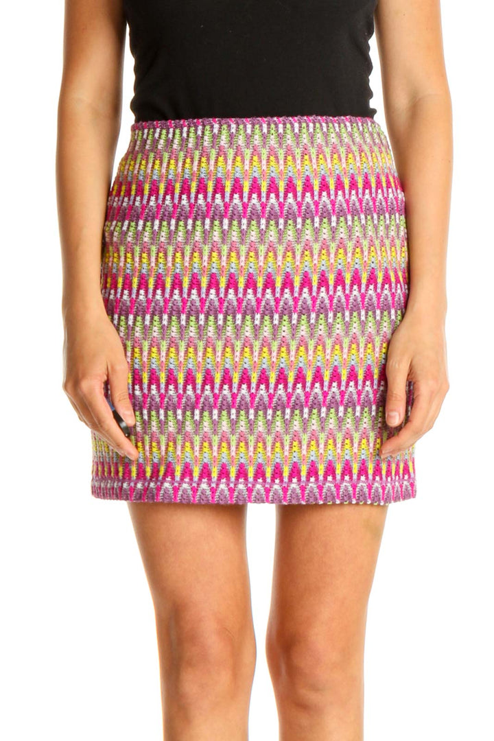 Pink Printed Chic Straight Skirt