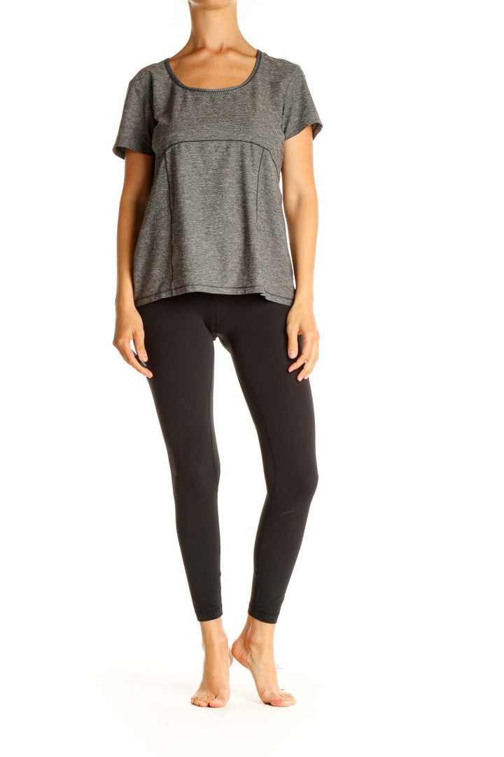 Gray Textured Activewear T-Shirt