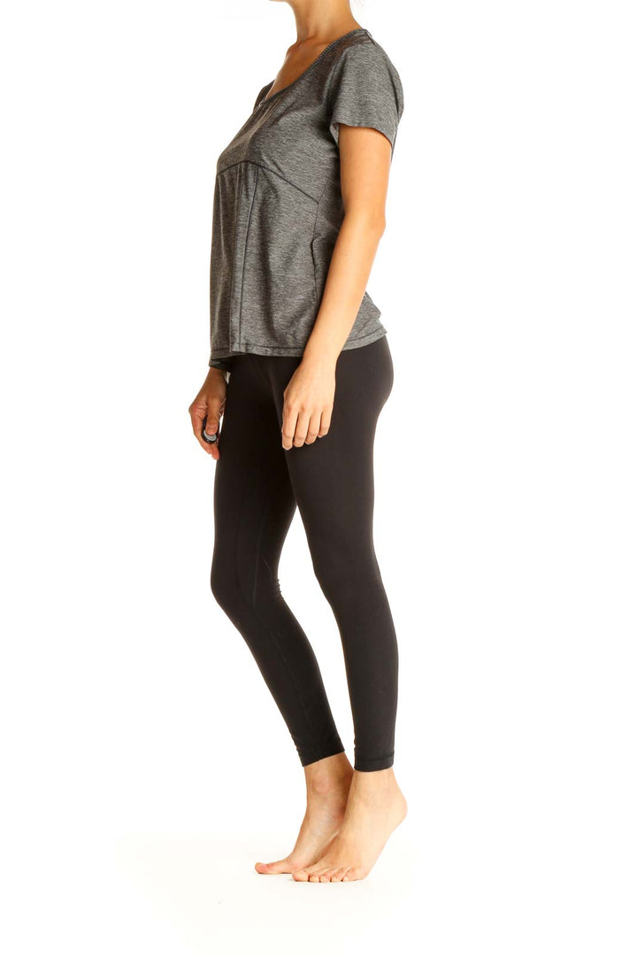 Gray Textured Activewear T-Shirt