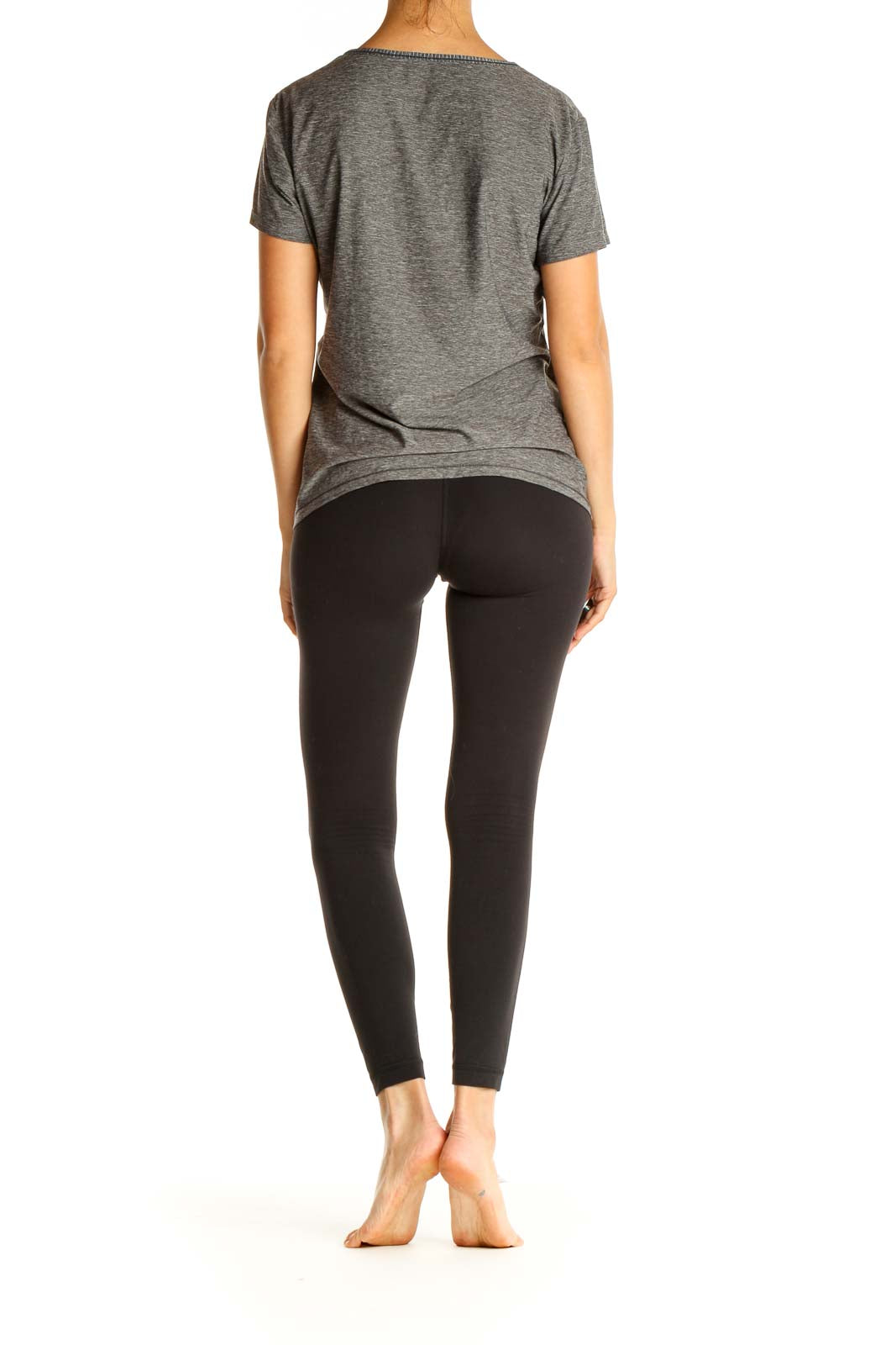 Gray Textured Activewear T-Shirt