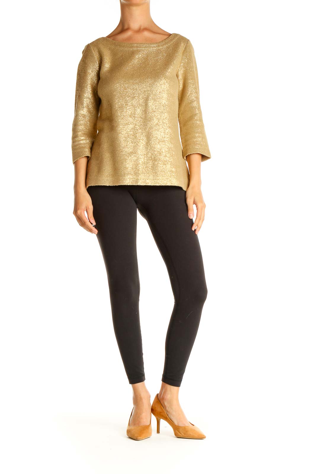 Gold Textured All Day Wear Sweater