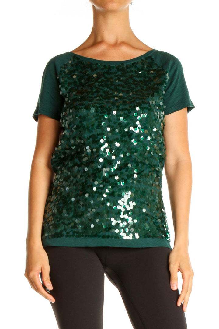 Green Sequin Party T-Shirt