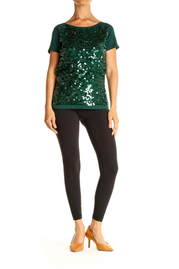 Green Sequin Party T-Shirt