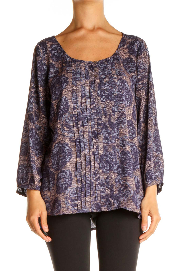 Purple Printed Retro Blouse