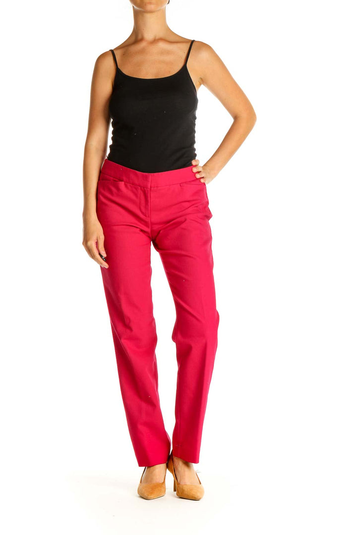 Pink Solid Casual Trousers