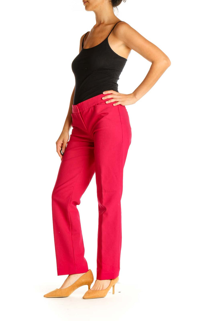 Pink Solid Casual Trousers