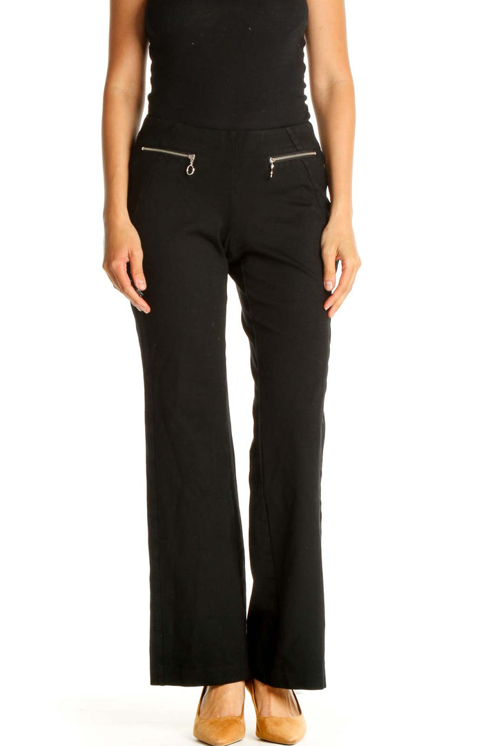 Black Solid All Day Wear Trousers