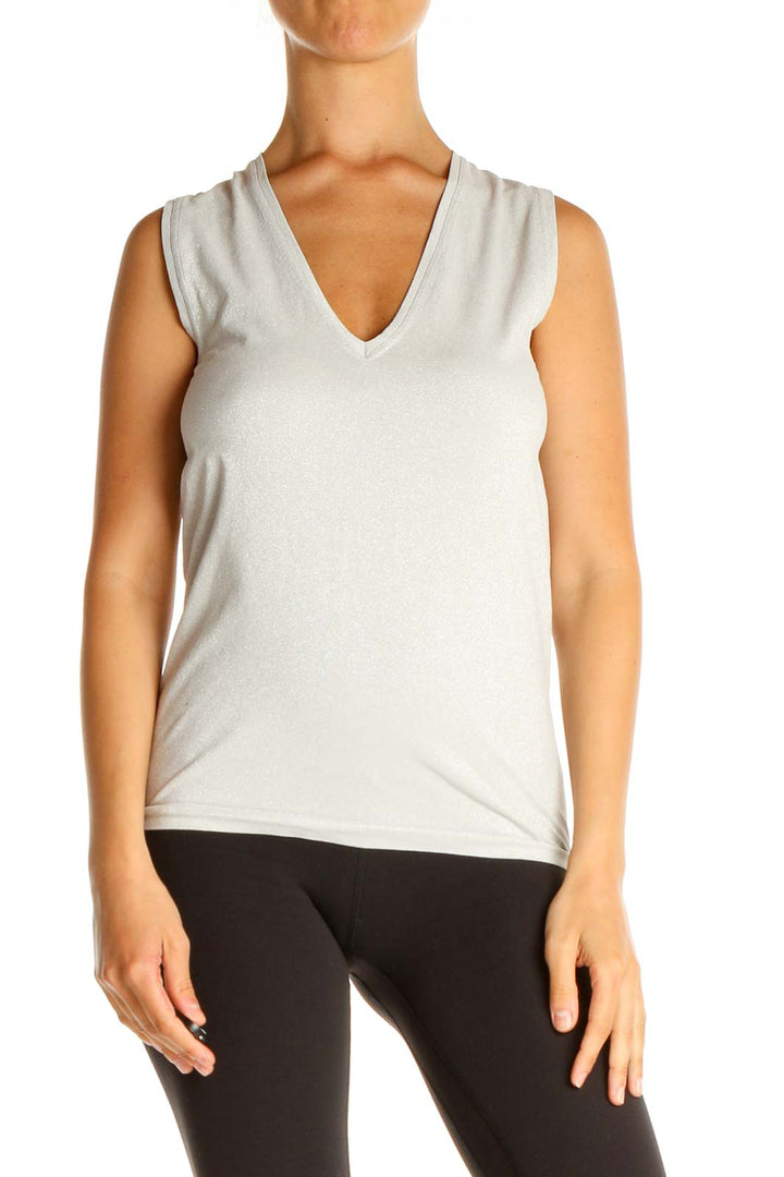 Gray Solid Casual Tank Top