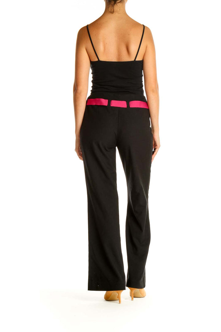 Black Solid Retro Trousers