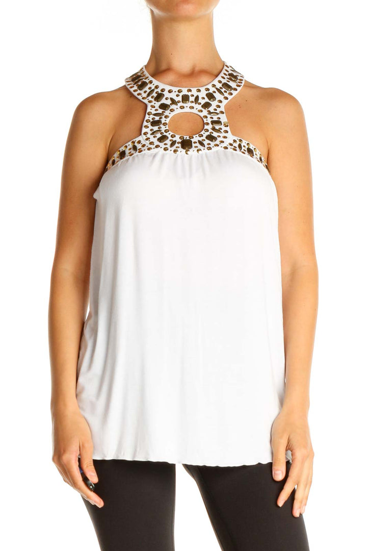 White Solid Holiday Blouse