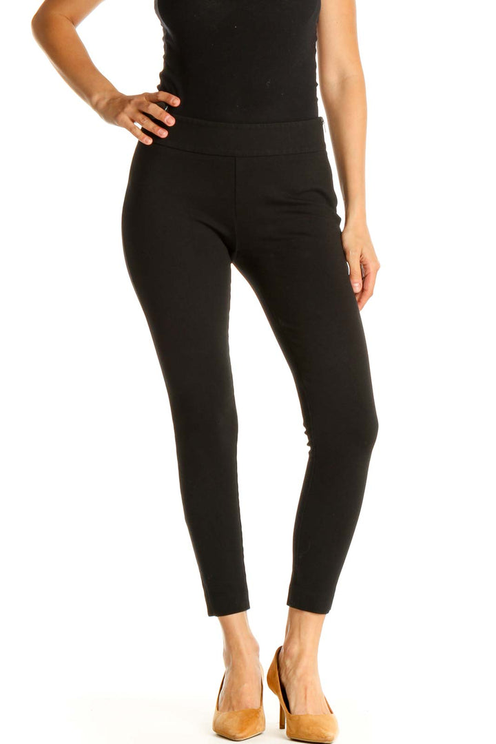 Black Solid Skinny Pants