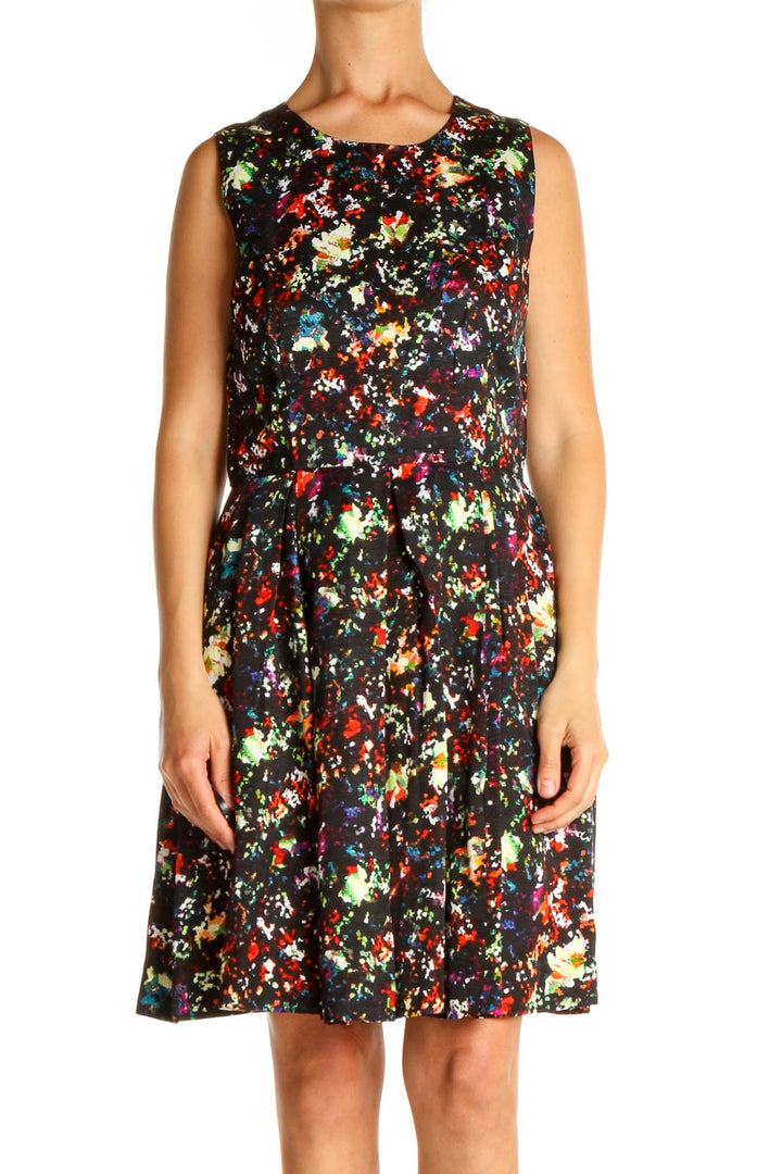 Black Floral Print Classic Dress