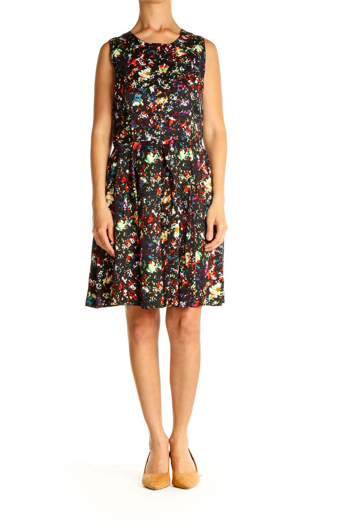 Black Floral Print Classic Dress