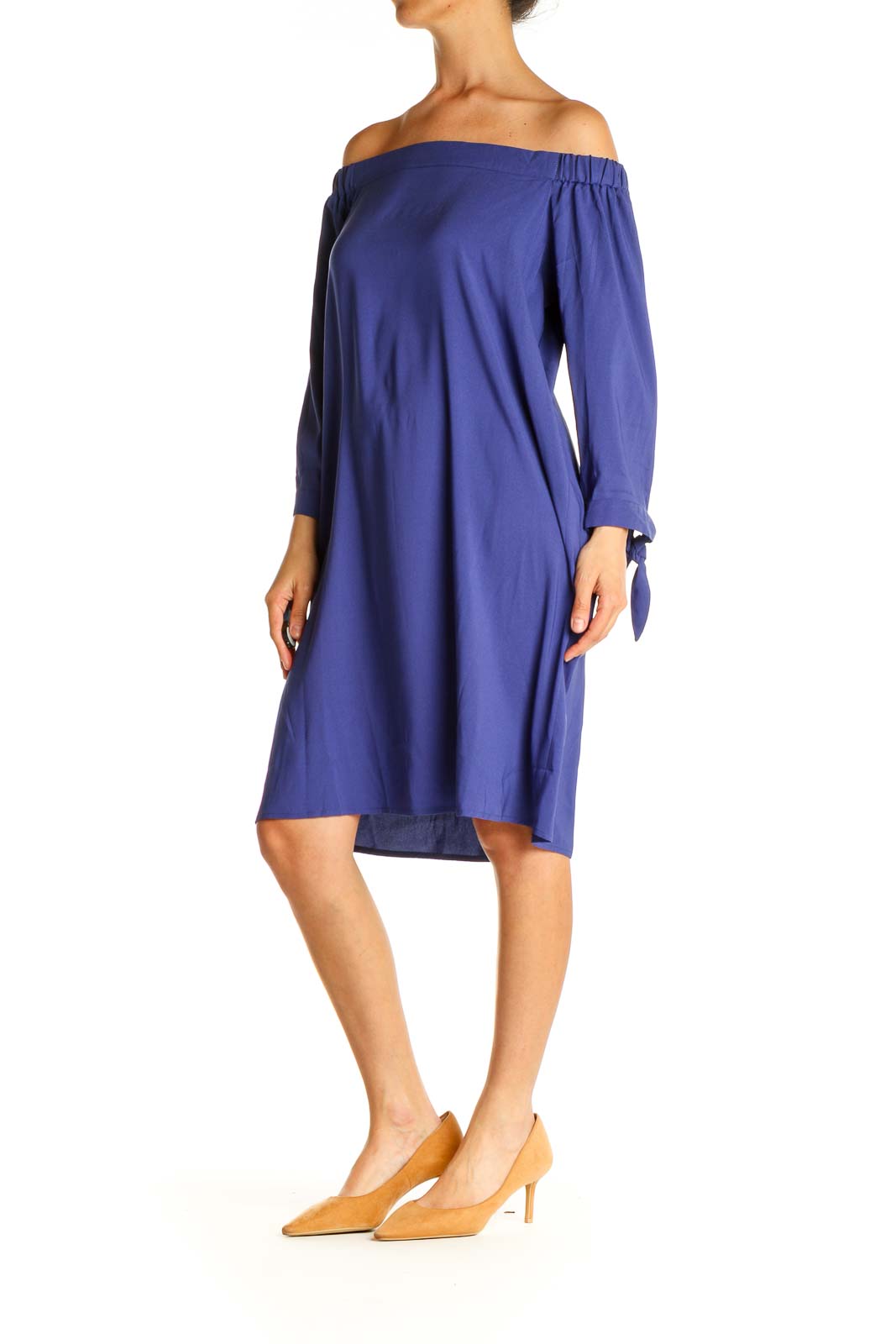 Blue Solid Day Shift Dress